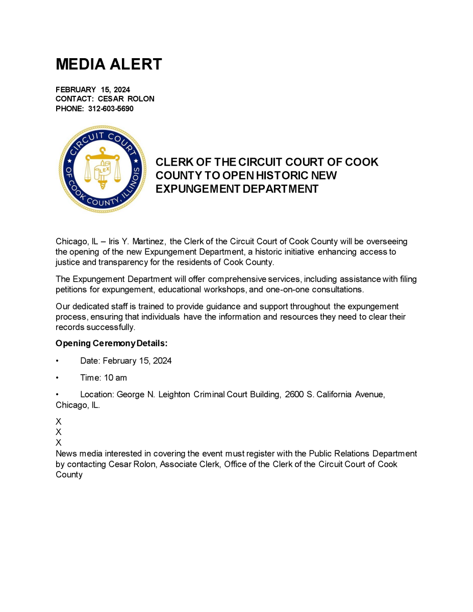 Media alert clerk of the circuit court of cook county